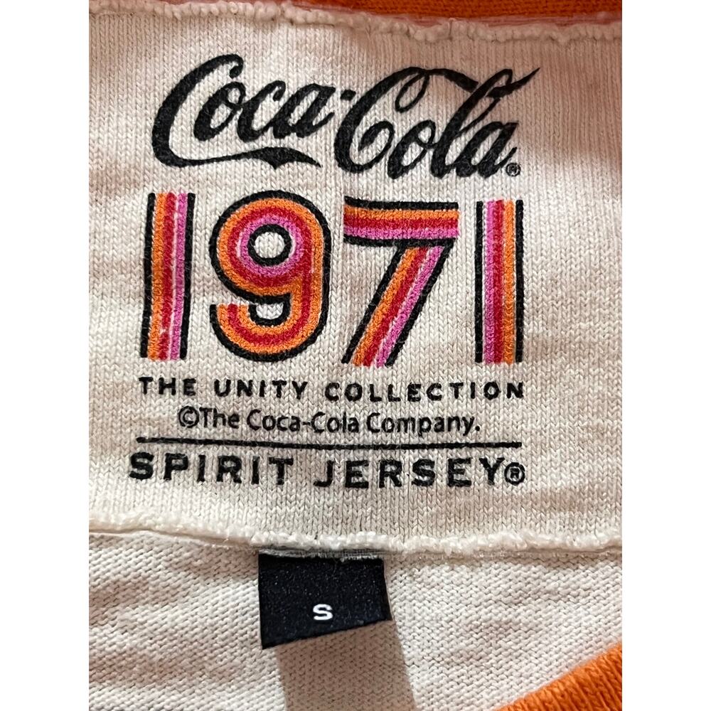 Spirit Jersey Coca-Cola 1971 Cropped Sweatshirt Small Orange Retro Graphic Top - Picture 6 of 10